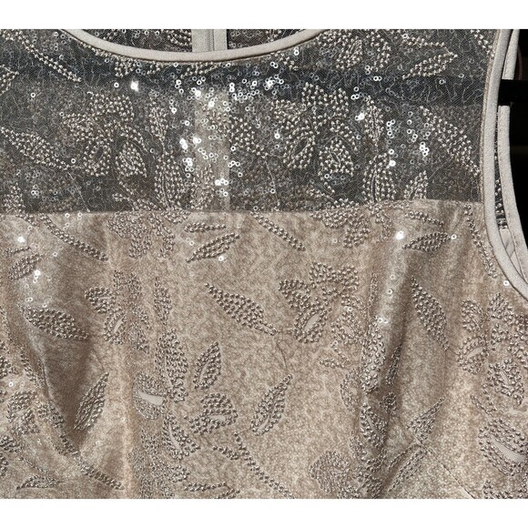 Ralph Lauren Formal Dress Women 10 Champagne Nude Sequin Sleeveless Party - Picture 7 of 13